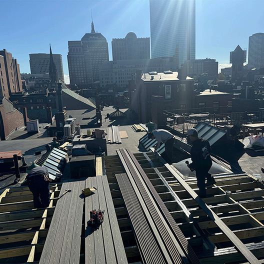 deck on rooftop duiring build